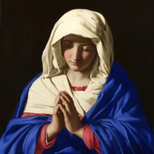 Ímã de geladeira Nossa Senhora em oração – botton de metal 5×5 cm